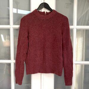 Cynthia Rowley Zipper Back Round Neck Plush Wool Knit  Sweater
